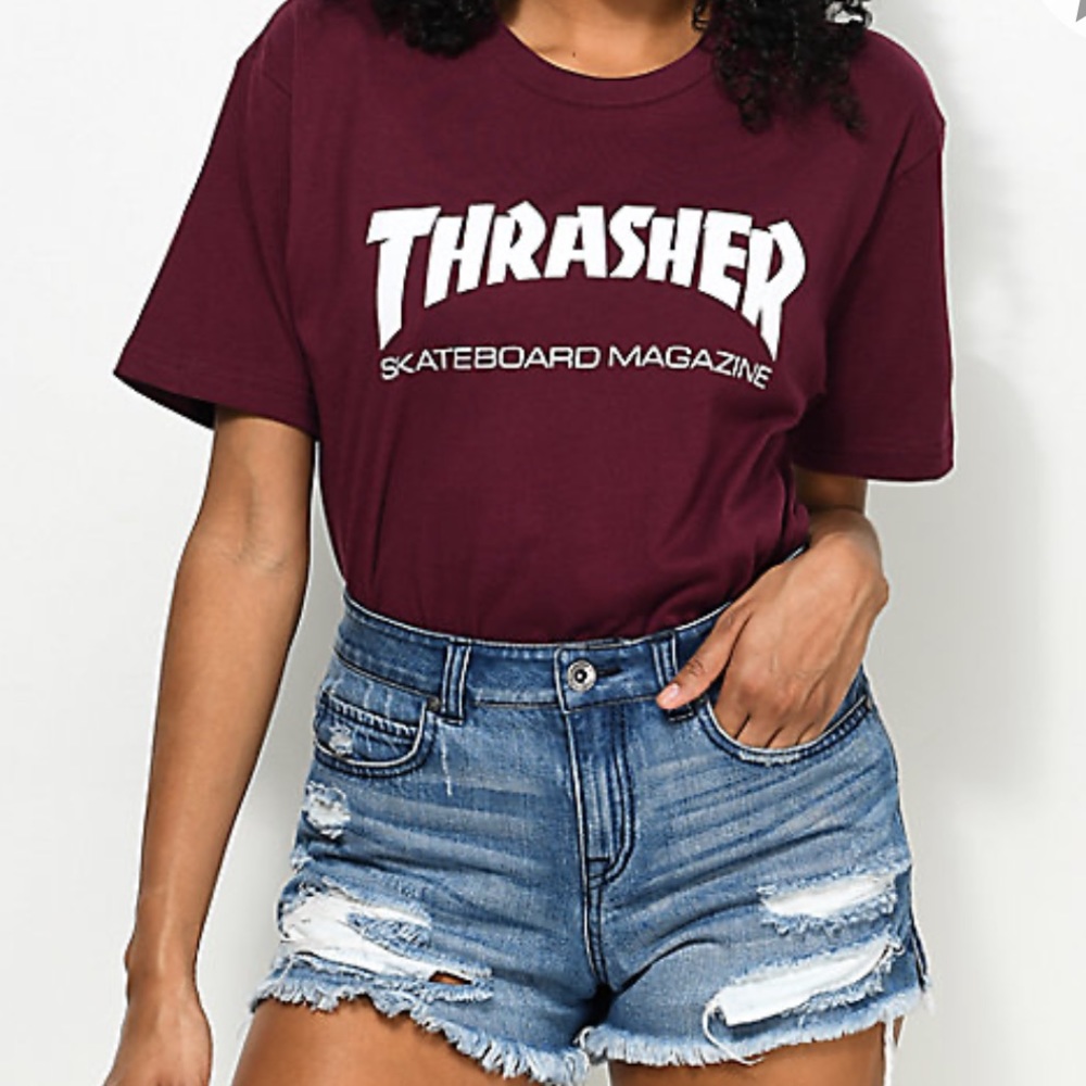 Authentic Burgundy Thrasher Skating T shirt